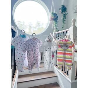 Bulk Lot 4 Cozy Fleece Footed Pajama Sleepers 3mths